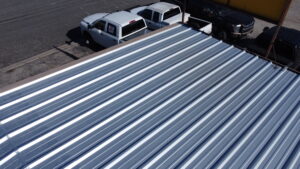 arial view of complete commercial metal roof Dolan Roofing & Construction in San Antonio, TX